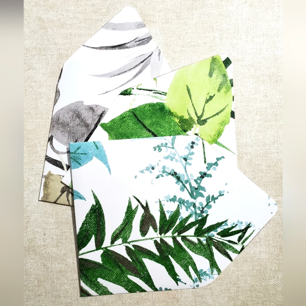 😀 HAND CRAFTED Set of 3 wallpaper envelopes greenery scenes